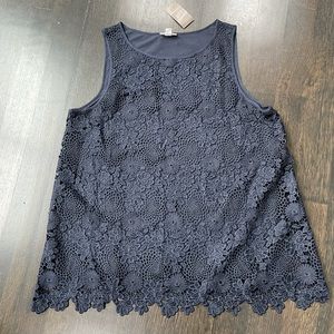 New!! J. Jill Navy Blue Lace Top